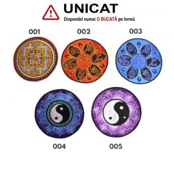 Mandala Decorativa - Simboluri  OM - Yin Yang - Floare de Lotus - 7 Chakre- Diametru 14-15 x 14-15 cm -1 Buc