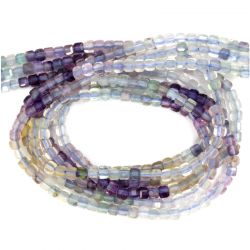 Fluorit Curcubeu Cub Fatetat Margele Pietre Semipretioase pentru Bijuterii - 2,5 x 2,5 mm