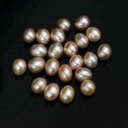 Perle de Cultura Roz Ovale Margele Pentru Bijuterii 8-10 x 8-9 mm - Fara Gaura - 2 Buc