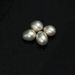 Perle de Cultura Albe Ovale Margele Pentru Bijuterii 8-10 x 8-9 mm - Fara Gaura - 2 Buc