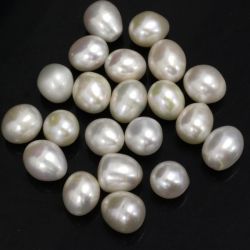 Perle de Cultura Albe Ovale Margele Pentru Bijuterii 10-12 x 9-10 mm - Fara Gaura - 2 Buc