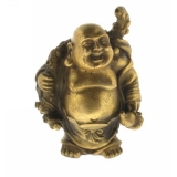 Buddha Calator cu Sacul Dorintelor si Vasul Wu Lou - Figurina din Bronz 45 mm