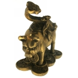Porc pe Monede cu Sceptrul Puterii Ru Yi - Figurina din Bronz 70 mm