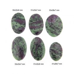 Cabochon din Rubin in Zoisit Natural - Oval 41-53 x 28-38 x 6-7 mm - 1 Buc