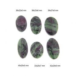 Cabochon din Rubin in Zoisit Natural - Oval 33-45 x 20-27 x 5-7 mm - 1 Buc